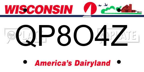 QP8O4Z Wisconsin License Plate