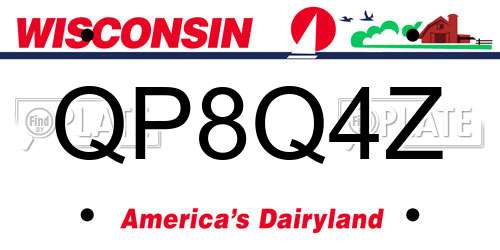 QP8Q4Z Wisconsin License Plate