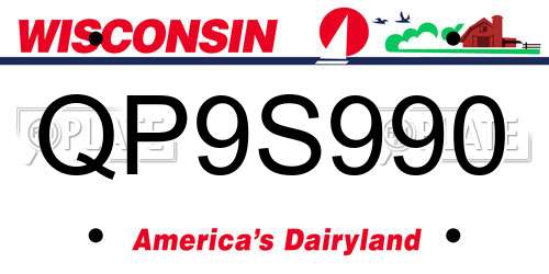 QP9S990 Wisconsin License Plate