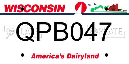 QPB047 Wisconsin License Plate