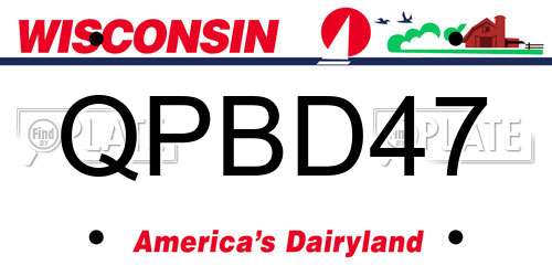 QPBD47 Wisconsin License Plate