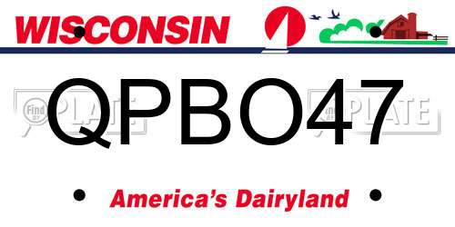 QPBO47 Wisconsin License Plate