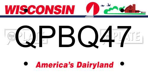 QPBQ47 Wisconsin License Plate
