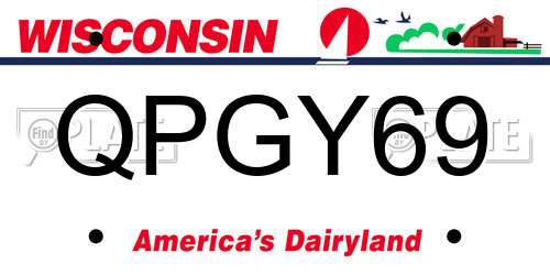 QPGY69 Wisconsin License Plate