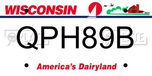 QPH89B Wisconsin License Plate