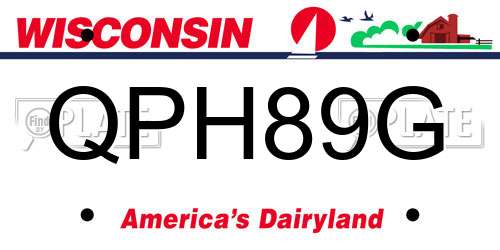 QPH89G Wisconsin License Plate