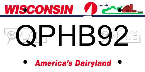 QPHB92 Wisconsin License Plate