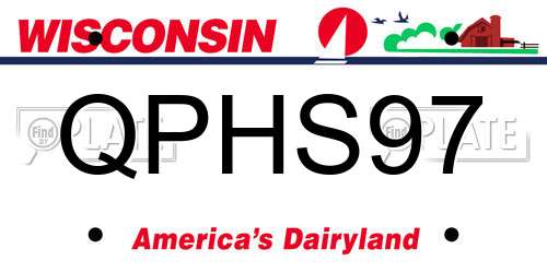 QPHS97 Wisconsin License Plate