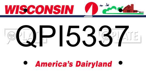 QPI5337 Wisconsin License Plate