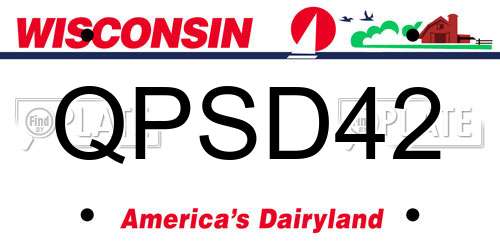 QPSD42 Wisconsin License Plate