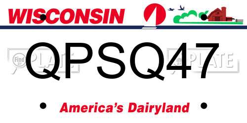 QPSQ47 Wisconsin License Plate