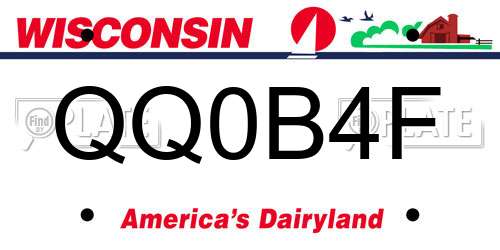 QQ0B4F Wisconsin License Plate