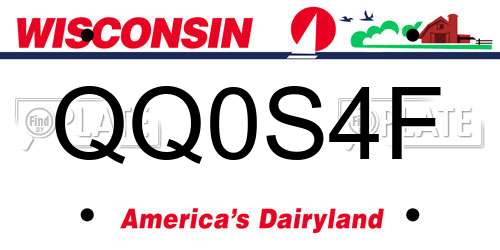 QQ0S4F Wisconsin License Plate