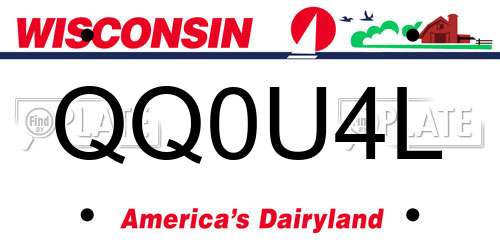 QQ0U4L Wisconsin License Plate