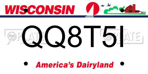 QQ8T5I Wisconsin License Plate