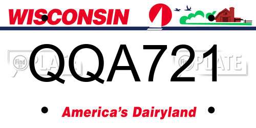 QQA721 Wisconsin License Plate