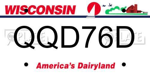 QQD76D Wisconsin License Plate