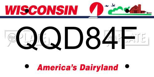 QQD84F Wisconsin License Plate