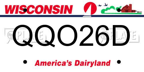 QQO26D Wisconsin License Plate