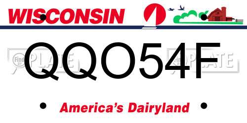 QQO54F Wisconsin License Plate
