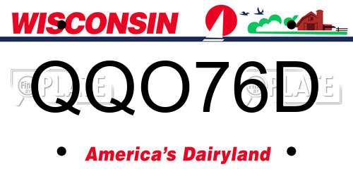 QQO76D Wisconsin License Plate