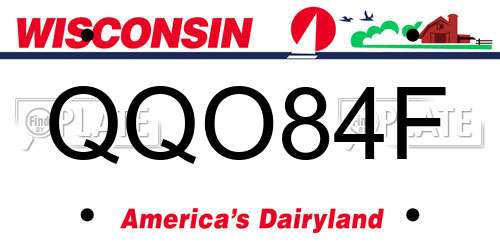 QQO84F Wisconsin License Plate