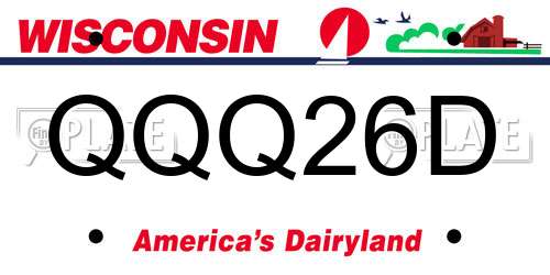 QQQ26D Wisconsin License Plate