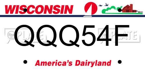 QQQ54F Wisconsin License Plate
