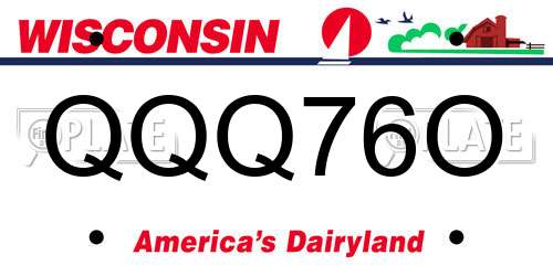 QQQ76O Wisconsin License Plate