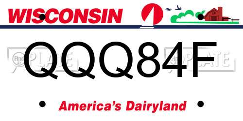 QQQ84F Wisconsin License Plate