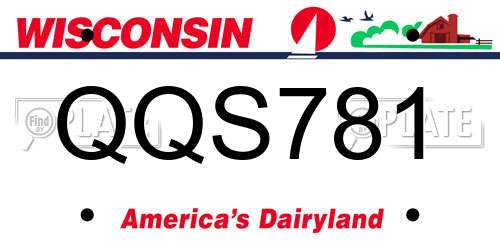 QQS781 Wisconsin License Plate