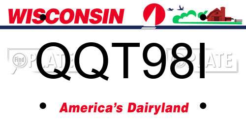QQT98I Wisconsin License Plate