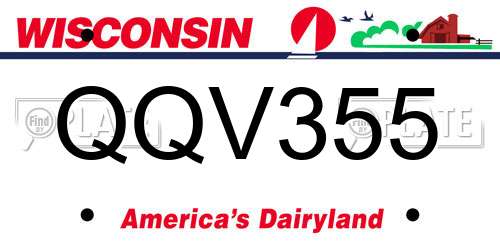 QQV355 Wisconsin License Plate