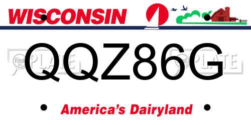QQZ86G Wisconsin License Plate