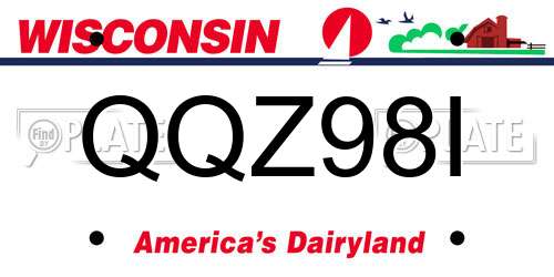 QQZ98I Wisconsin License Plate
