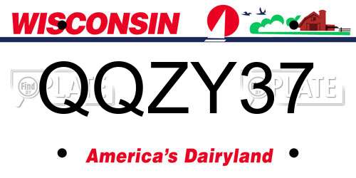 QQZY37 Wisconsin License Plate