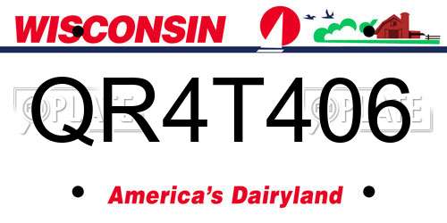 QR4T406 Wisconsin License Plate