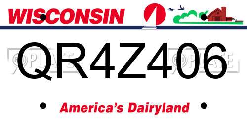 QR4Z406 Wisconsin License Plate