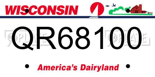 QR68100 Wisconsin License Plate