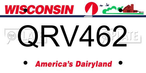 QRV462 Wisconsin License Plate