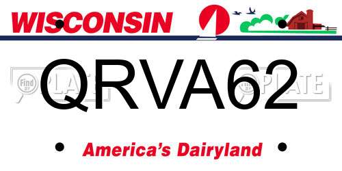 QRVA62 Wisconsin License Plate