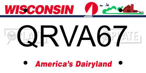 QRVA67 Wisconsin License Plate