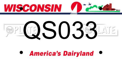 QS033 Wisconsin License Plate