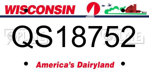 QS18752 Wisconsin License Plate