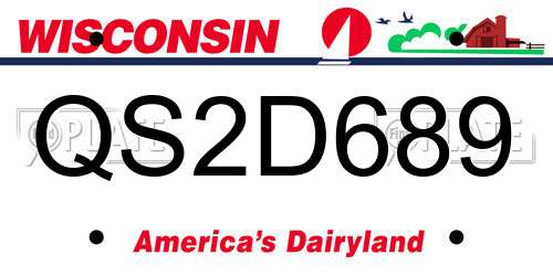 QS2D689 Wisconsin License Plate