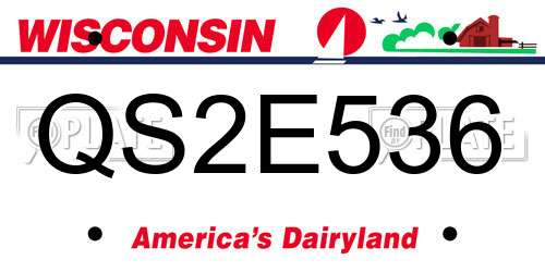 QS2E536 Wisconsin License Plate