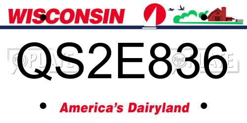QS2E836 Wisconsin License Plate