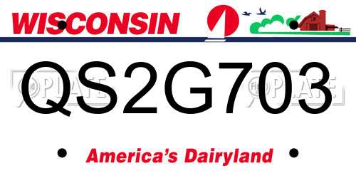 QS2G703 Wisconsin License Plate