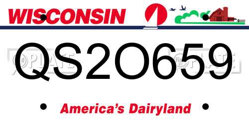 QS2O659 Wisconsin License Plate