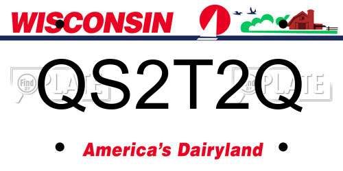 QS2T2Q Wisconsin License Plate